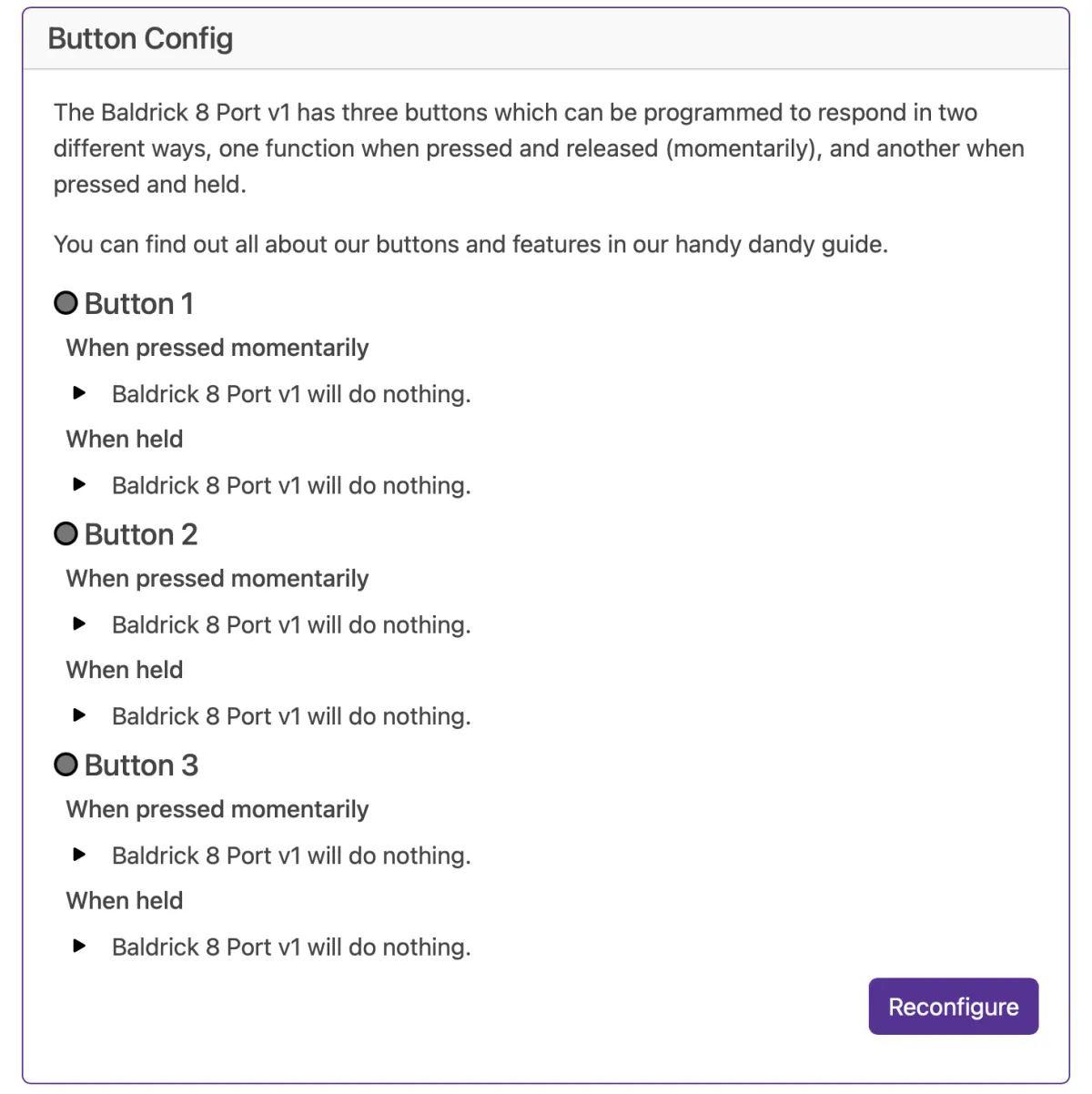 Baldrick8 Web Interface Buttons